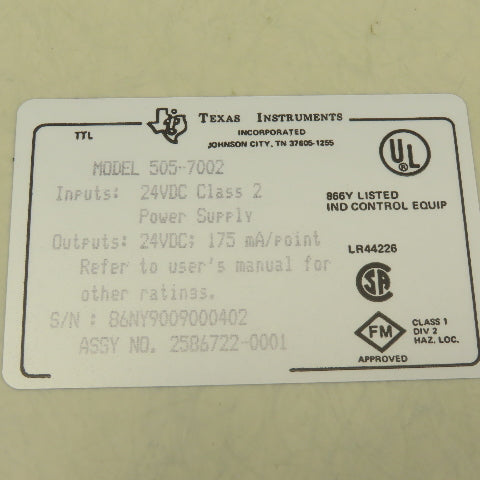 Texas Instrument 505-7002 High Speed Counter Module Card Circuit Board PLC