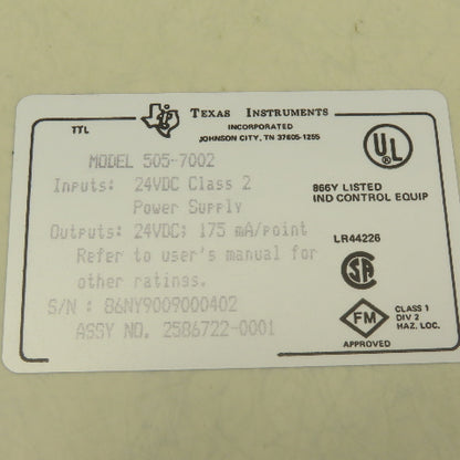 Texas Instrument 505-7002 High Speed Counter Module Card Circuit Board PLC