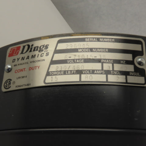Dings 6-71015-38 230/460V 3Ph Double C-Face Friction Motor Brake 15Lb/Ft.
