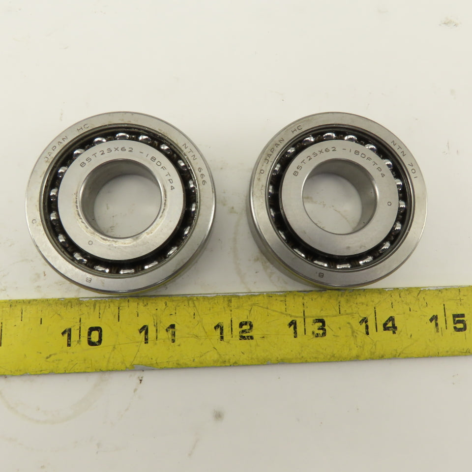 NTN BST25X62-1BDFTP4 25 x 62 x 15mm Angular Contact Ball Bearing Lot Of 2