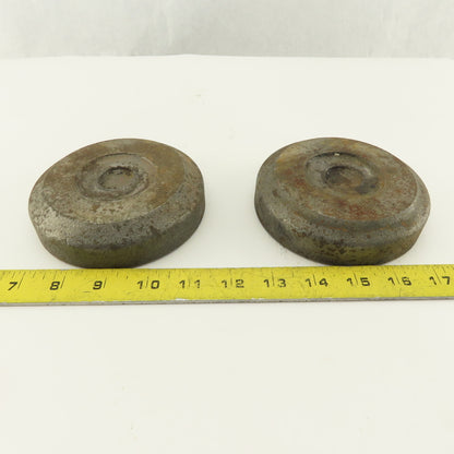 4-3/4" x 1-1/8" Tall Steel Machine Round Floor Pads Lot Of 2
