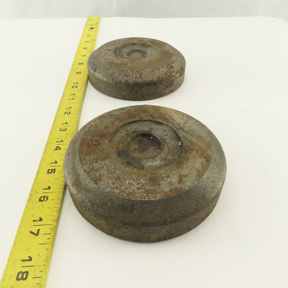 4-3/4" x 1-1/8" Tall Steel Machine Round Floor Pads Lot Of 2