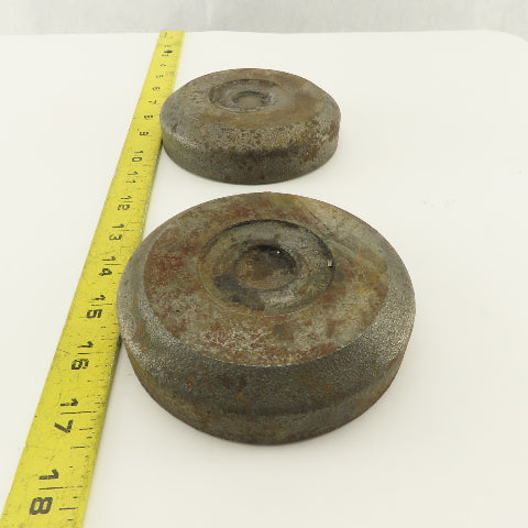 4-3/4" x 1-1/8" Tall Steel Machine Round Floor Pads Lot Of 2