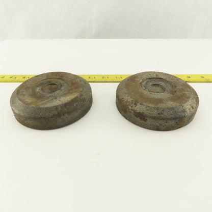 4-3/4" x 1-1/8" Tall Steel Machine Round Floor Pads Lot Of 2