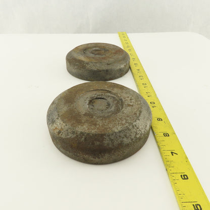 4-3/4" x 1-1/8" Tall Steel Machine Round Floor Pads Lot Of 2