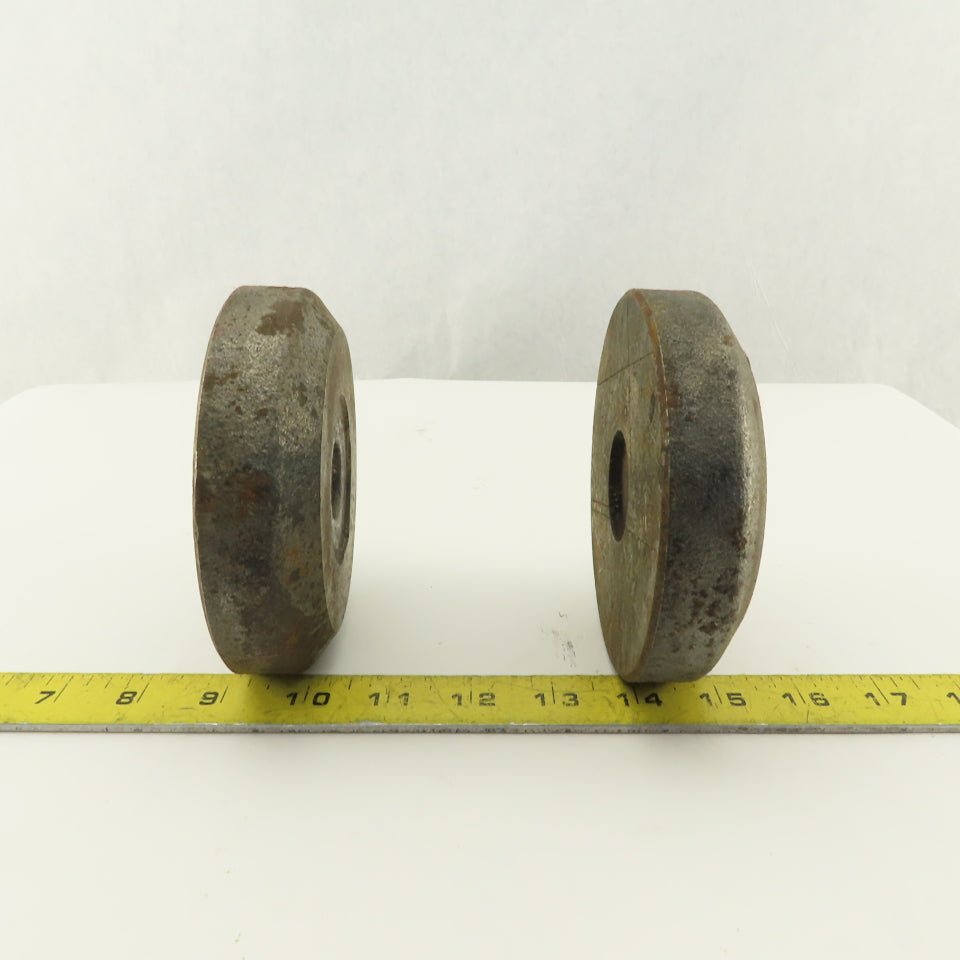 4-3/4" x 1-1/8" Tall Steel Machine Round Floor Pads Lot Of 2