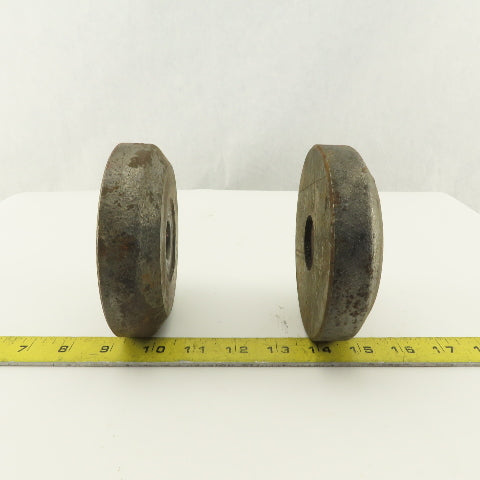 4-3/4" x 1-1/8" Tall Steel Machine Round Floor Pads Lot Of 2