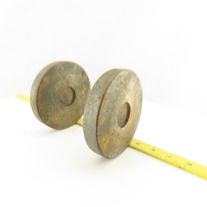 4-3/4" x 1-1/8" Tall Steel Machine Round Floor Pads Lot Of 2