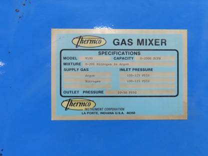 Thermco Gas 9590 Gas Mixer Argon Nitrogen 0-2000 CFM 115V 1Ph