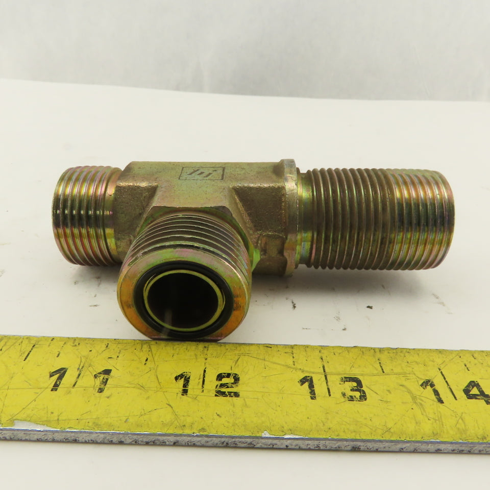 1-3/16-12 (-14) O-Ring Face Hydraulic Male Bulkhead Run Tee Steel