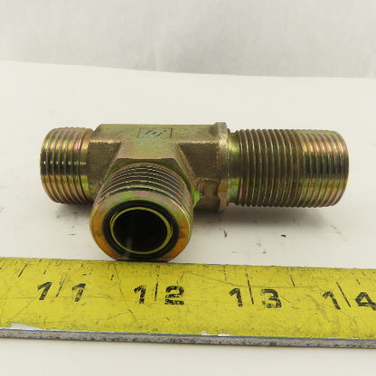 1-3/16-12 (-14) O-Ring Face Hydraulic Male Bulkhead Run Tee Steel