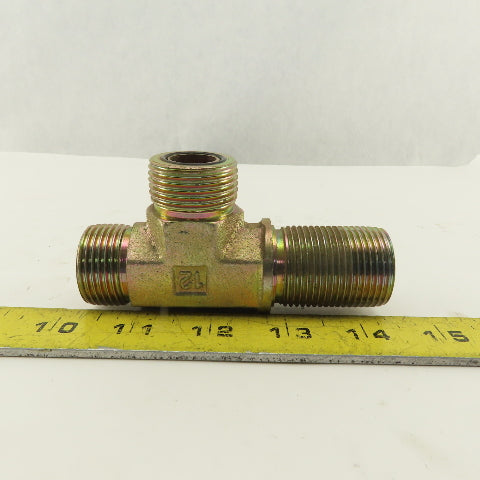1-3/16-12 (-14) O-Ring Face Hydraulic Male Bulkhead Run Tee Steel