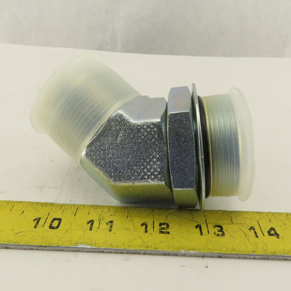24MB-24MJ45 1-7/8-12  Male O-Ring Boss x 1-7/8-12 JIC 37° Flare Male 45° Elbow