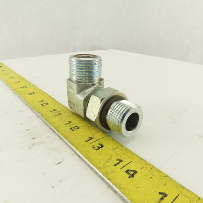 3/4-14 O-Ring Face Male x 7/8-14 (-10) O-Ring Boss Hydraulic Fitting 90° Elbow