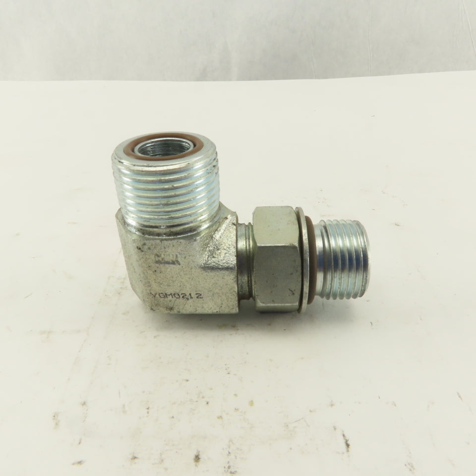 3/4-14 O-Ring Face Male x 7/8-14 (-10) O-Ring Boss Hydraulic Fitting 90° Elbow