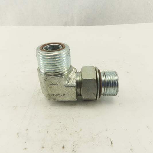 3/4-14 O-Ring Face Male x 7/8-14 (-10) O-Ring Boss Hydraulic Fitting 90° Elbow