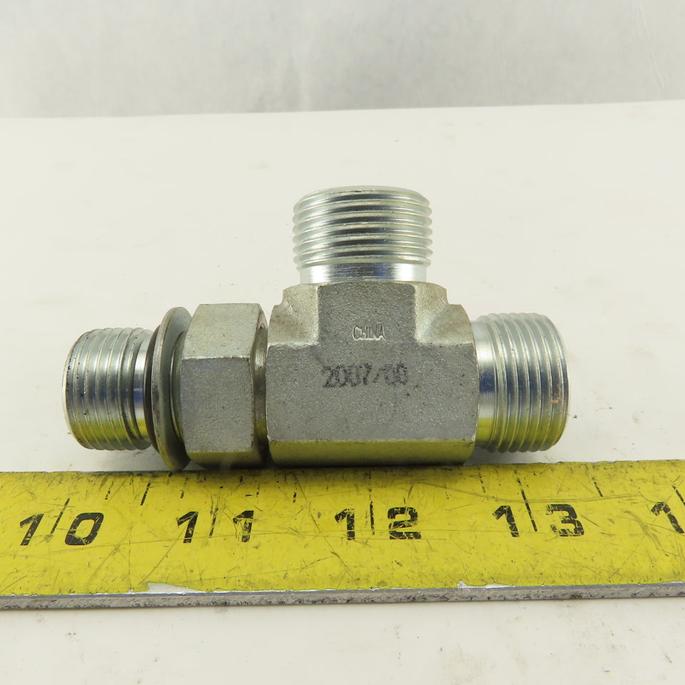 7/8-14 (-10) O-Ring Boss x 5/8 (-10) x 5/8 (-10) Male Tee Hydraulic  Lot Of 2