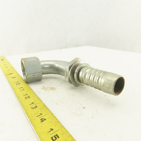 Gates 7347 3255 1-7/16 Female Flat Face Swivel 1" Hose Barb 90° Elbow