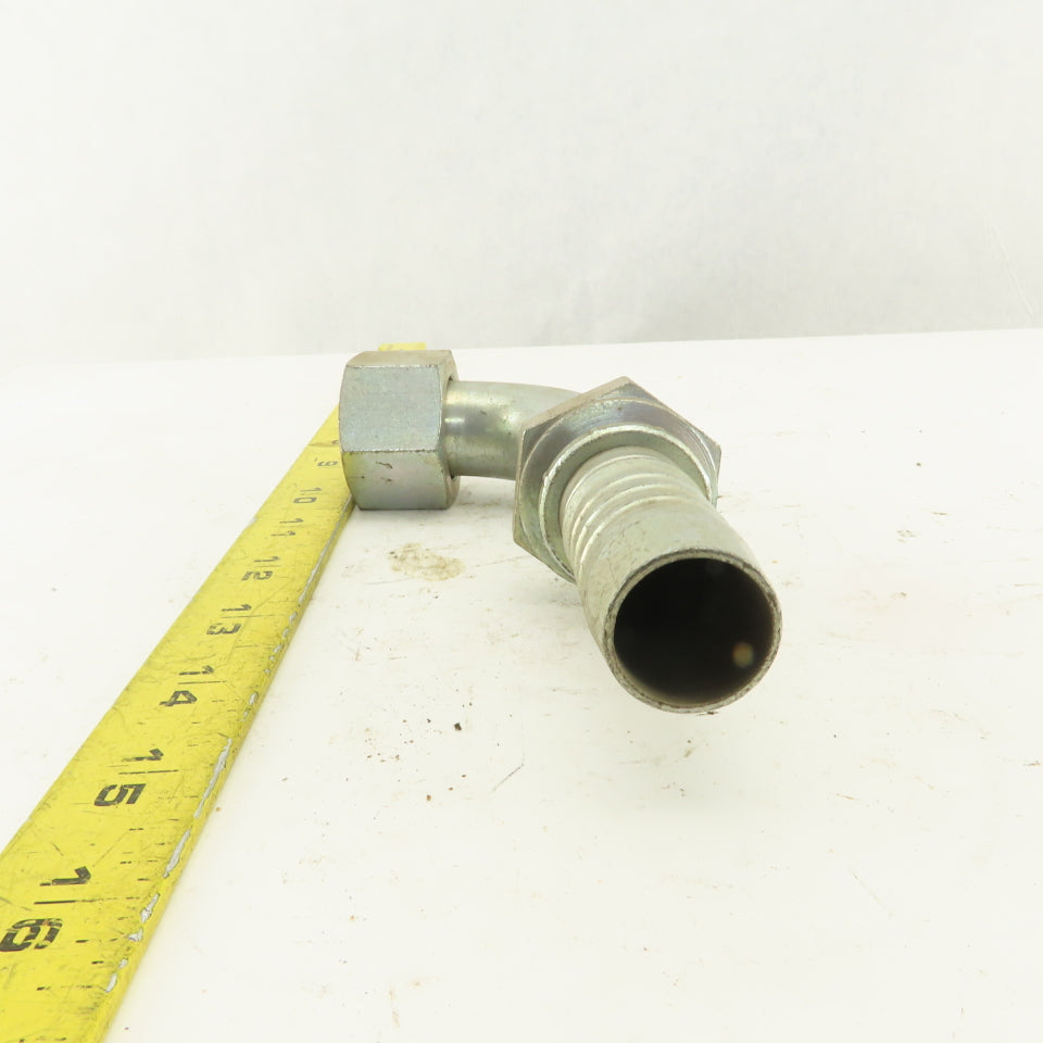 Gates 7347 3255 1-7/16 Female Flat Face Swivel 1" Hose Barb 90° Elbow