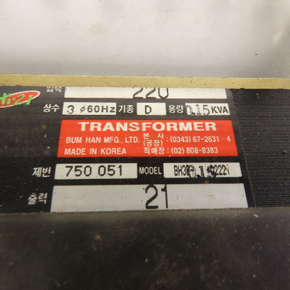 Bum Han BH3B-0.15D2221 220V Primary 21V Secondary 0.15kVa 3Ph Transformer