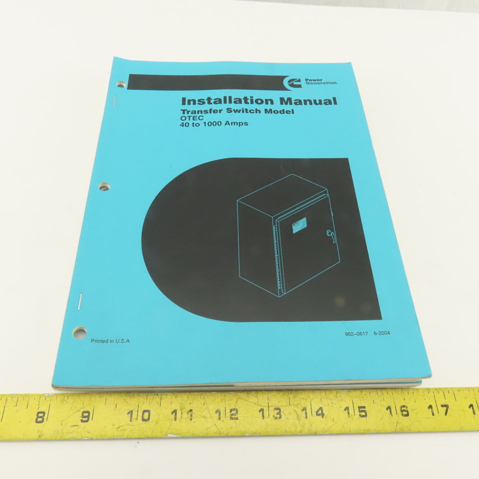 Cummins OTEC 40-1000A Transfer Switch Operator Installation Electrical Manuals