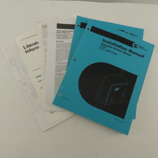 Cummins OTEC 40-1000A Transfer Switch Operator Installation Electrical Manuals
