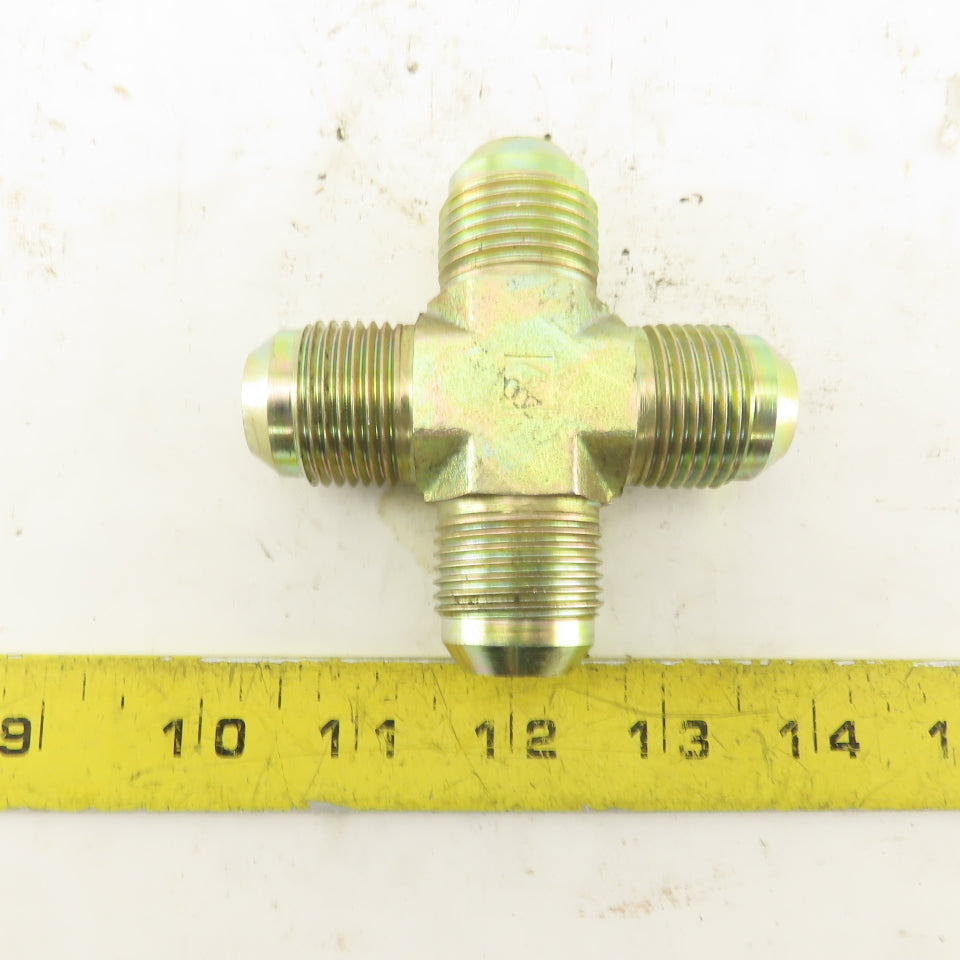 12MJ 1-1/16-12 (-12) JIC Flare Cross 4 Way Male Hydraulic Fitting