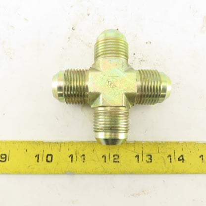 12MJ 1-1/16-12 (-12) JIC Flare Cross 4 Way Male Hydraulic Fitting
