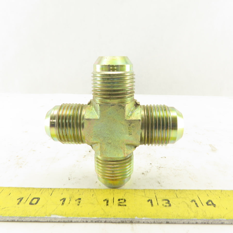 12MJ 1-1/16-12 (-12) JIC Flare Cross 4 Way Male Hydraulic Fitting