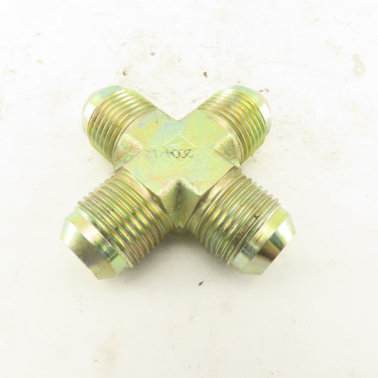 12MJ 1-1/16-12 (-12) JIC Flare Cross 4 Way Male Hydraulic Fitting