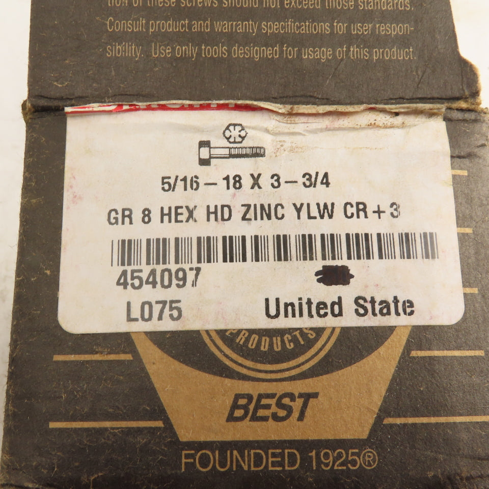 Brighton 5/16-18 UNC, 3-3/4" Length Under Head Hex Head Cap Screw Lot of 38