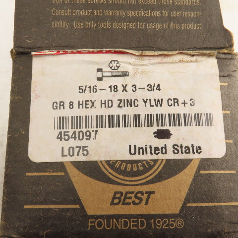 Brighton 5/16-18 UNC, 3-3/4" Length Under Head Hex Head Cap Screw Lot of 38