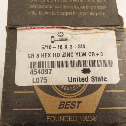 Brighton 5/16-18 UNC, 3-3/4" Length Under Head Hex Head Cap Screw Lot of 38
