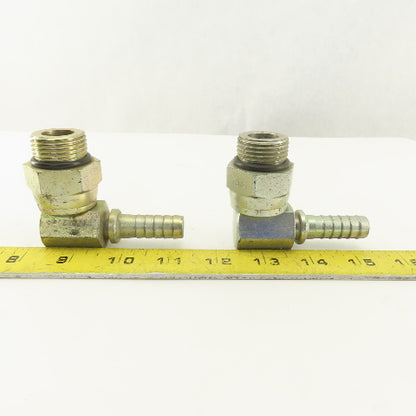 Gates 1-1/16-12 (-12) O-Ring Boss Swivel Male x 1/2 Hose Barb 90° Elbow Lot Of 2