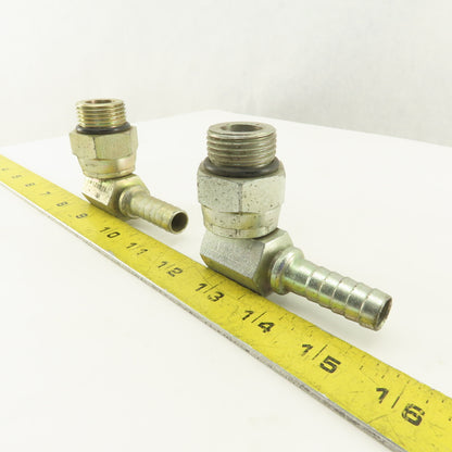Gates 1-1/16-12 (-12) O-Ring Boss Swivel Male x 1/2 Hose Barb 90° Elbow Lot Of 2