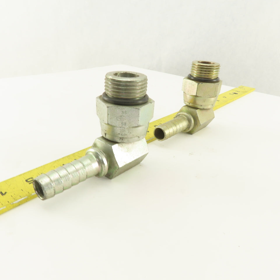 Gates 1-1/16-12 (-12) O-Ring Boss Swivel Male x 1/2 Hose Barb 90° Elbow Lot Of 2