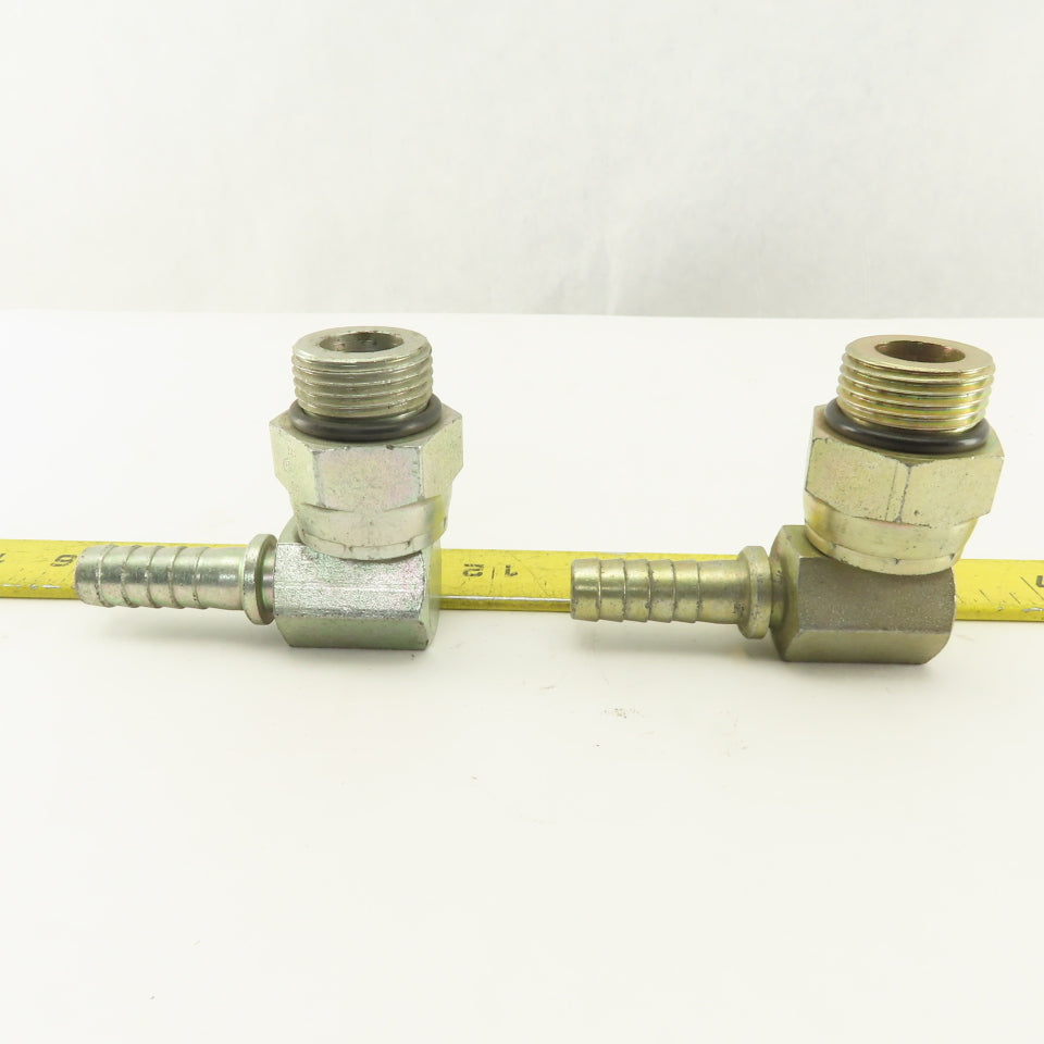 Gates 1-1/16-12 (-12) O-Ring Boss Swivel Male x 1/2 Hose Barb 90° Elbow Lot Of 2