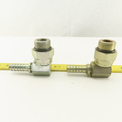 Gates 1-1/16-12 (-12) O-Ring Boss Swivel Male x 1/2 Hose Barb 90° Elbow Lot Of 2