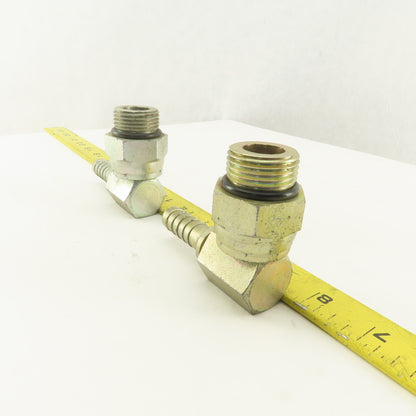 Gates 1-1/16-12 (-12) O-Ring Boss Swivel Male x 1/2 Hose Barb 90° Elbow Lot Of 2