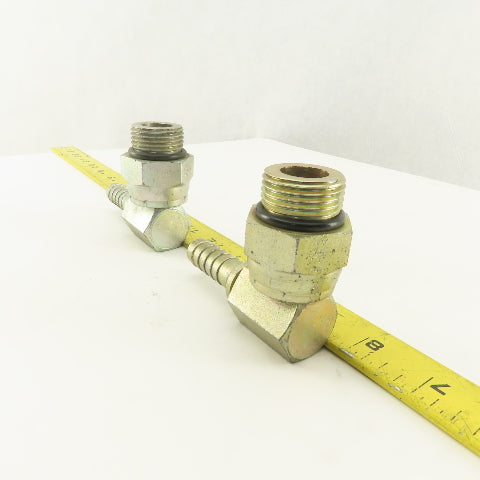 Gates 1-1/16-12 (-12) O-Ring Boss Swivel Male x 1/2 Hose Barb 90° Elbow Lot Of 2