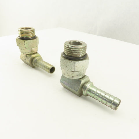 Gates 1-1/16-12 (-12) O-Ring Boss Swivel Male x 1/2 Hose Barb 90° Elbow Lot Of 2