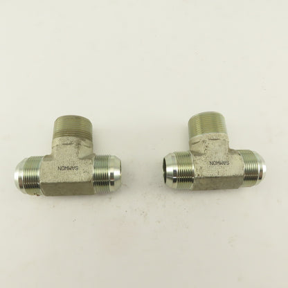 1-1/4 NPT Male x 1-5/8-12 (-20) Male JIC Flare Branch Tee Hydraulic Lot Of 2