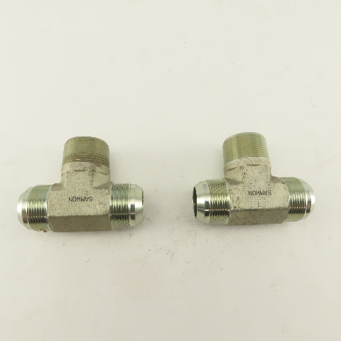 1-1/4 NPT Male x 1-5/8-12 (-20) Male JIC Flare Branch Tee Hydraulic Lot Of 2