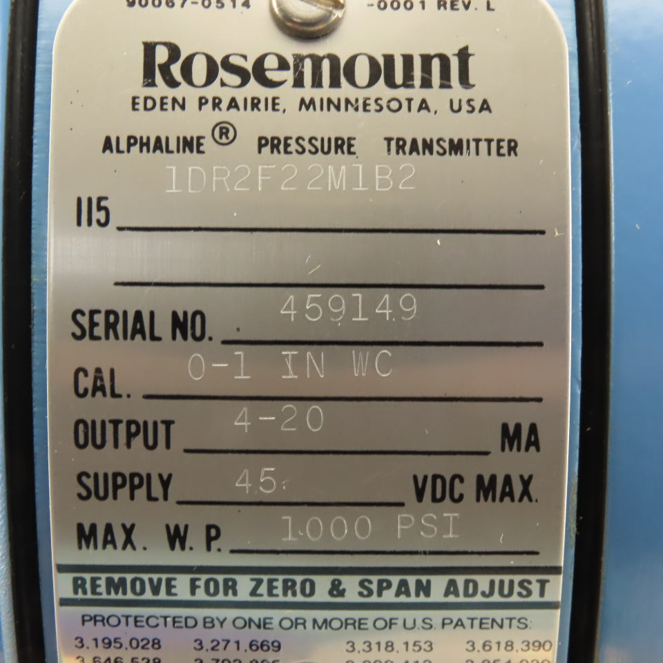 Rosemount 1151DR2F22M1B2 Draft Range Differential Pressure Transmitter 1000 PSI