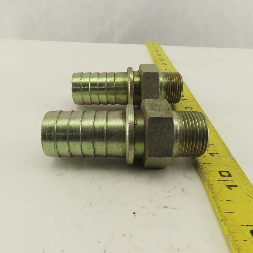 Gates 3/4-14 Inverted Flare Seat Male x 1 Hose Barb Straight Fitting Lot Of 2