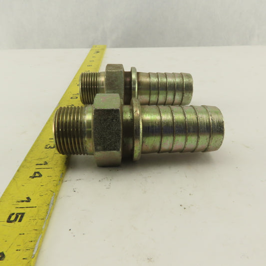 Gates 3/4-14 Inverted Flare Seat Male x 1 Hose Barb Straight Fitting Lot Of 2