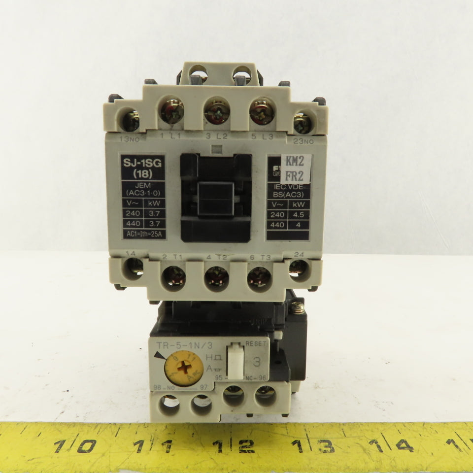 Fuji SJ-1SG 600V 4.5kW Magnetic Contactor 7-11A Trip TR-5-1N/3 Overload