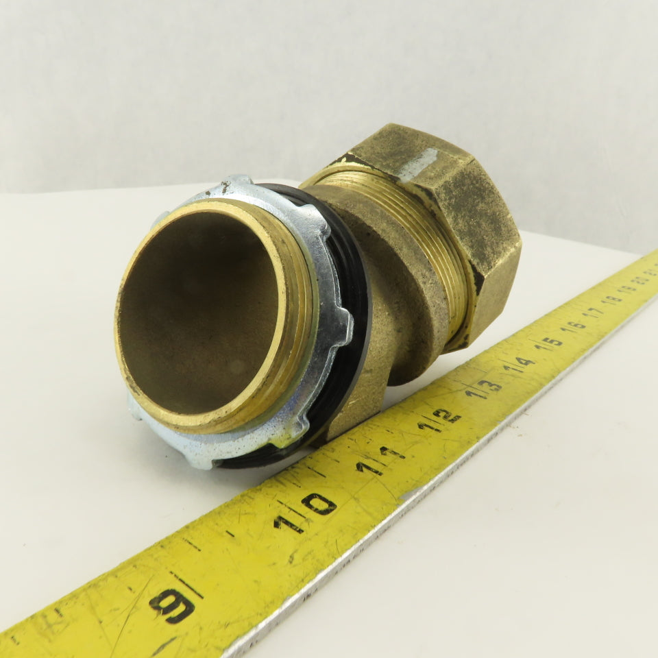 2" Brass EMT Liquid Tight Conduit x 2" Box Connector 45° Elbow
