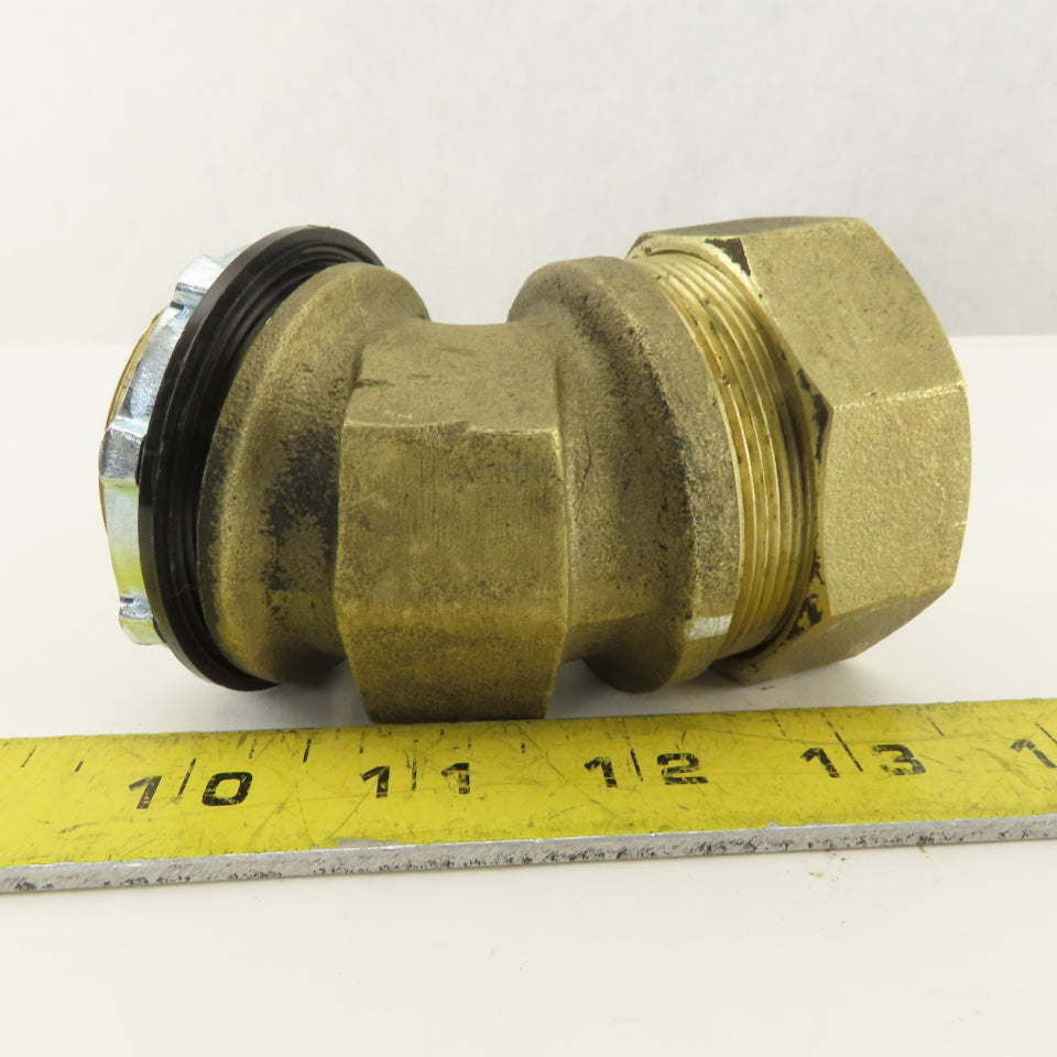2" Brass EMT Liquid Tight Conduit x 2" Box Connector 45° Elbow