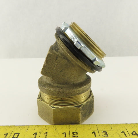 2" Brass EMT Liquid Tight Conduit x 2" Box Connector 45° Elbow